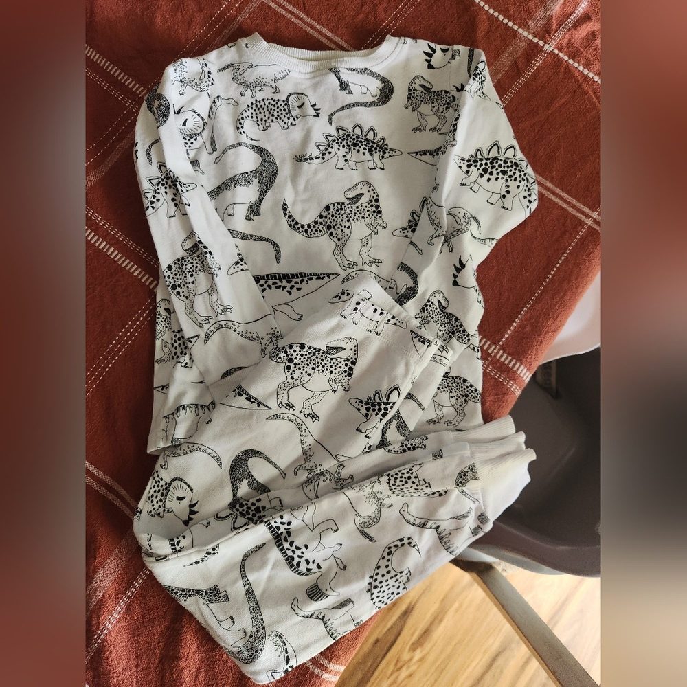Dinosaur Print White Pajama Set